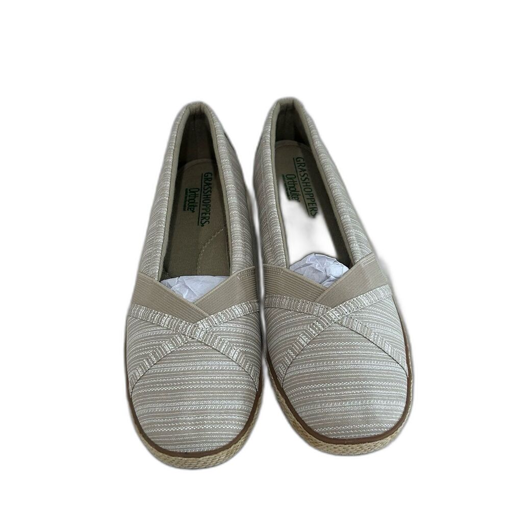 Grasshoppers Shoes Women’s Size 8 1/2M Tan Cream Slip-Ons Ortholite  EF52839